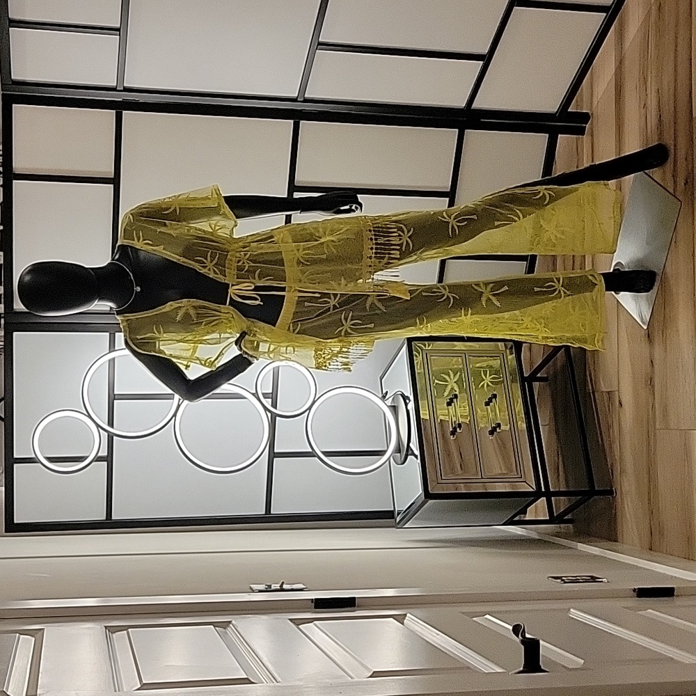 MIKEN Swim | 2-piece | Mesh Swimsuit Coverup | Sz. S | Mustard | NWOT + Swim top - Picture 3 of 17